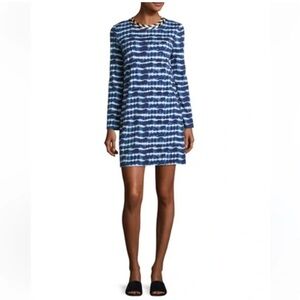 TORY BURCH cotton tie die long sleeve crew neck slip dress mini dress size XS